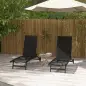 Lote de 2 tumbonas de aluminio y textileno con ruedas, respaldo reclinable carga máx. 150 kg Negro Lote de 2 tumbonas de aluminio y textileno con ruedas, respaldo reclinable carga máx. 150 kg Negro