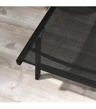 Lote de 2 tumbonas de aluminio y textileno con ruedas, respaldo reclinable carga máx. 150 kg Negro