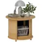 Mesa de centro redonda mesa de salón de bambú con almacenamiento oculto y puerta deslizante 60x45 cm Madera Natural