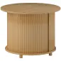 Mesa de centro redonda mesa de salón de bambú con almacenamiento oculto y puerta deslizante 60x45 cm Madera Natural