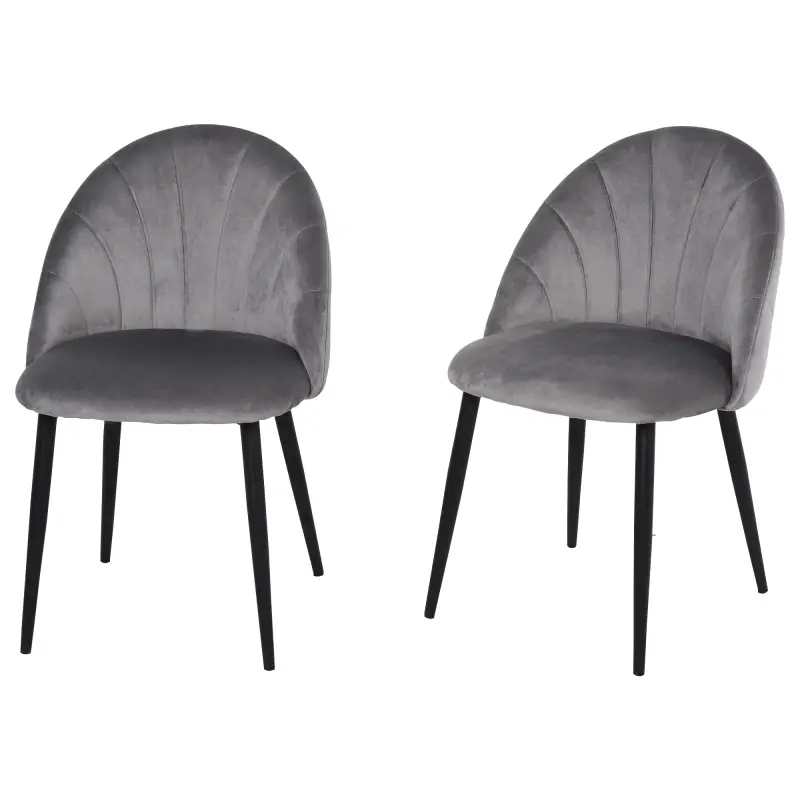 Conjunto de 2 sillas de Comedor Silla de Cocina Terciopelo Patas metal Gris 52x54x79 cm Conjunto de 2 sillas de Comedor Silla de Cocina Terciopelo Patas metal Gris 52x54x79 cm