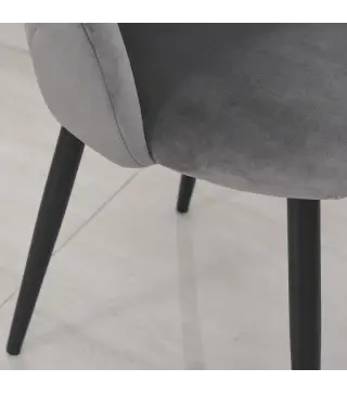 Conjunto de 2 sillas de Comedor Silla de Cocina Terciopelo Patas metal Gris 52x54x79 cm