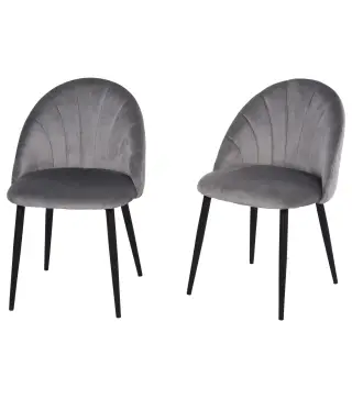 Conjunto de 2 sillas de Comedor Silla de Cocina Terciopelo Patas metal Gris 52x54x79 cm