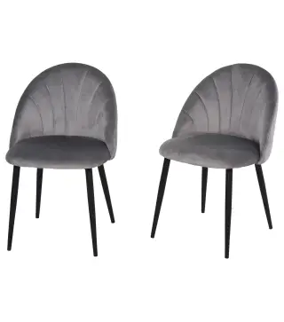 Conjunto de 2 sillas de Comedor Silla de Cocina Terciopelo Patas metal Gris 52x54x79 cm