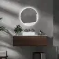 Espejo redondo luminoso LED de baño 60 cm mural con iluminación interruptor táctil sistema antivaho 29 W Gris