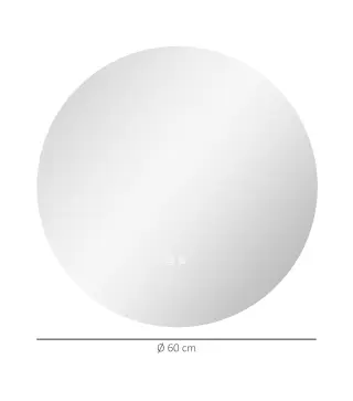 Espejo redondo luminoso LED de baño 60 cm mural con iluminación interruptor táctil sistema antivaho 29 W Gris