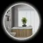 Espejo redondo luminoso LED de baño 60 cm mural con iluminación interruptor táctil sistema antivaho 29 W Gris
