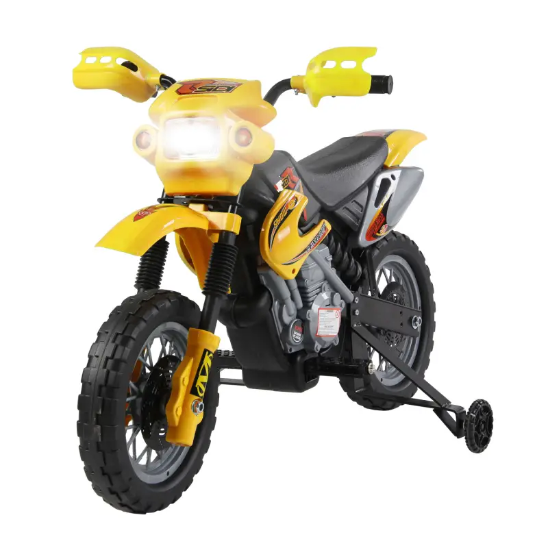 Moto Eléctrica para Niños con Ruedas de Apoyo Desmontables Faros y Música para Niños 3-6 Años Amarillo Moto Eléctrica para Niños con Ruedas de Apoyo Desmontables Faros y Música para Niños 3-6 Años Amarillo