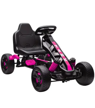 Kart Pedales para Niños de +3 Años con Embrague Automático Freno Ruedas Antideslizantes de EVA y Marco Metálico Rosa