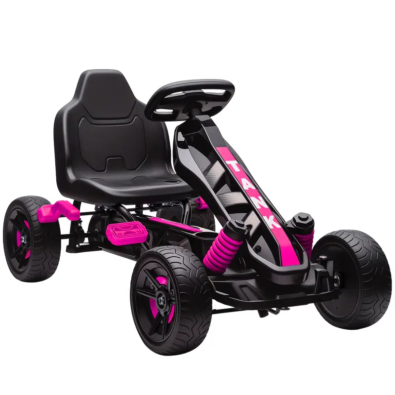 Kart Pedales para Niños de +3 Años con Embrague Automático Freno Ruedas Antideslizantes de EVA y Marco Metálico Rosa Kart Pedales para Niños de +3 Años con Embrague Automático Freno Ruedas Antideslizantes de EVA y Marco Metálico Rosa