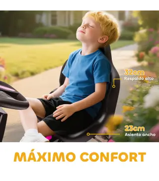 Kart Pedales para Niños de +3 Años con Embrague Automático Freno Ruedas Antideslizantes de EVA y Marco Metálico Rosa