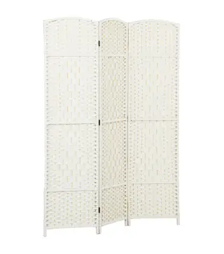 Separador de Ambientes de 3 Paneles Biombo Plegable 135x180 cm Pantalla de Privacidad de Polipropileno Blanco