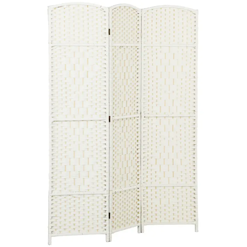 Separador de Ambientes de 3 Paneles Biombo Plegable 135x180 cm Pantalla de Privacidad de Polipropileno Blanco