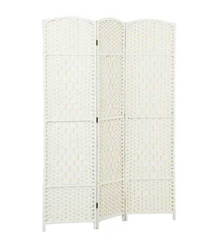 Separador de Ambientes de 3 Paneles Biombo Plegable 135x180 cm Pantalla de Privacidad de Polipropileno Blanco