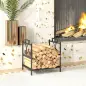 Estante de leña para interiores 42,5 x 33,5 x 43 cm Estante de leña para chimenea de metal negro Estante de leña para interiores 42,5 x 33,5 x 43 cm Estante de leña para chimenea de metal negro