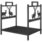 Estante de leña para interiores 42,5 x 33,5 x 43 cm Estante de leña para chimenea de metal negro Estante de leña para interiores 42,5 x 33,5 x 43 cm Estante de leña para chimenea de metal negro