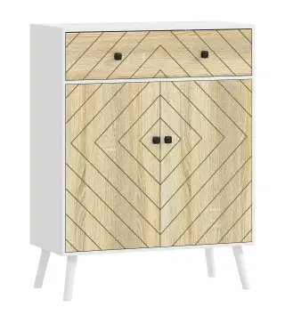 Zapatero Entrada Recibidor con 2 Puertas Estantes Ajustables Cajón para 12 Pares de Zapatos 75x35x97 cm Blanco y Natural