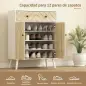 Zapatero Entrada Recibidor con 2 Puertas Estantes Ajustables Cajón para 12 Pares de Zapatos 75x35x97 cm Blanco y Natural Zapatero Entrada Recibidor con 2 Puertas Estantes Ajustables Cajón para 12 Pares de Zapatos 75x35x97 cm Blanco y Natural