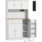 Alacena de Cocina con Estación de Carga 6 Puertas 1 Cajón Estantes Ajustables Encimera Amplio 100x40x173 cm Blanco Alacena de Cocina con Estación de Carga 6 Puertas 1 Cajón Estantes Ajustables Encimera Amplio 100x40x173 cm Blanco