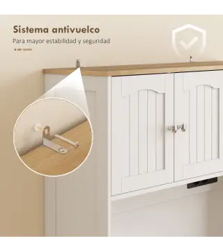 Alacena de Cocina con Estación de Carga 6 Puertas 1 Cajón Estantes Ajustables Encimera Amplio 100x40x173 cm Blanco