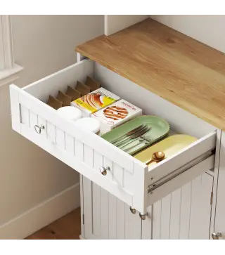 Alacena de Cocina con Estación de Carga 6 Puertas 1 Cajón Estantes Ajustables Encimera Amplio 100x40x173 cm Blanco