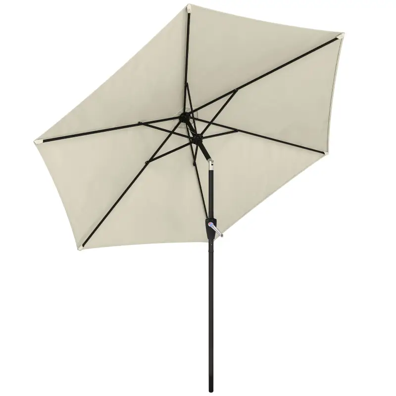 Parasol 270 cm Inclinable con Manivela y Protección UV50+, Blanco Crema