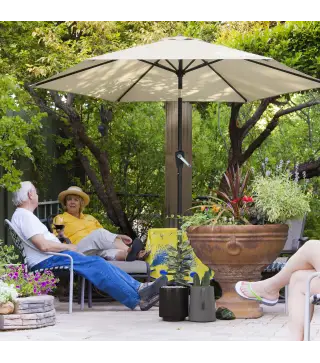 Parasol 270 cm Inclinable con Manivela y Protección UV50+, Blanco Crema