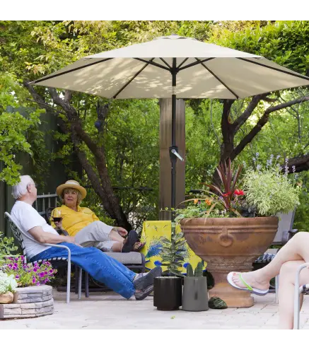 Parasol 270 cm Inclinable con Manivela y Protección UV50+, Blanco Crema