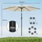 Parasol 270 cm Inclinable con Manivela y Protección UV50+, Blanco Crema