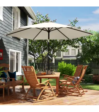 Parasol 270 cm Inclinable con Manivela y Protección UV50+, Blanco Crema