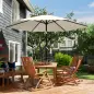 Parasol 270 cm Inclinable con Manivela y Protección UV50+, Blanco Crema