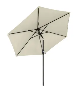 Parasol 270 cm Inclinable con Manivela y Protección UV50+, Blanco Crema