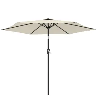 Parasol 270 cm Inclinable con Manivela y Protección UV50+, Blanco Crema