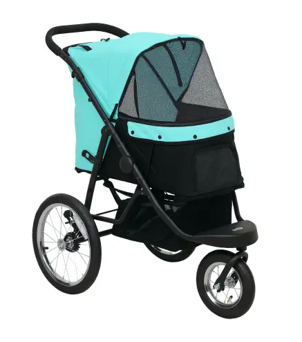 Carrito para perros, cochecito para mascotas para perros y gatos pequeños, con cesta de almacenamiento, diseño plegable de un so