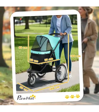 Carrito para perros, cochecito para mascotas para perros y gatos pequeños, con cesta de almacenamiento, diseño plegable de un so