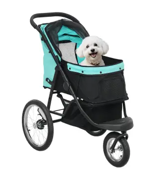 Carrito para perros, cochecito para mascotas para perros y gatos pequeños, con cesta de almacenamiento, diseño plegable de un so
