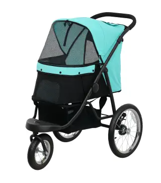 Carrito para perros, cochecito para mascotas para perros y gatos pequeños, con cesta de almacenamiento, diseño plegable de un so