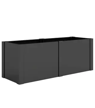 Huerto elevado de acero galvanizado, 150 x 53 x 55 cm, jardinera exterior con separador, Negro