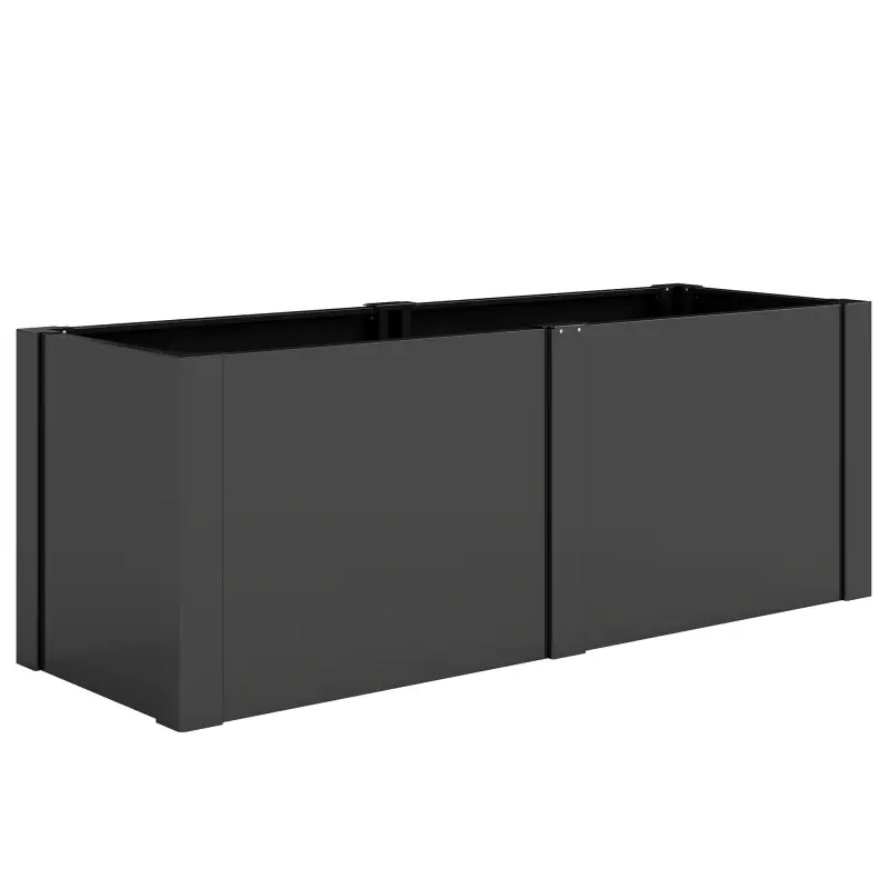 Huerto elevado de acero galvanizado, 150 x 53 x 55 cm, jardinera exterior con separador, Negro Huerto elevado de acero galvanizado, 150 x 53 x 55 cm, jardinera exterior con separador, Negro