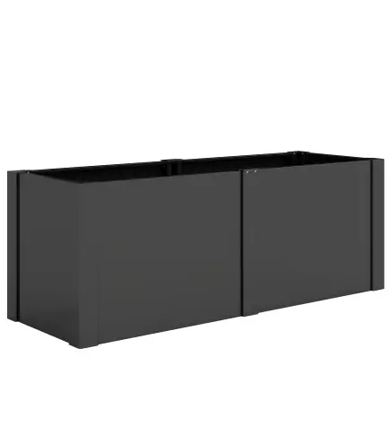 Huerto elevado de acero galvanizado, 150 x 53 x 55 cm, jardinera exterior con separador, Negro