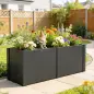 Huerto elevado de acero galvanizado, 150 x 53 x 55 cm, jardinera exterior con separador, Negro Huerto elevado de acero galvanizado, 150 x 53 x 55 cm, jardinera exterior con separador, Negro