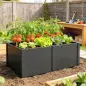 Huerto elevado de acero galvanizado, 150 x 53 x 55 cm, jardinera exterior con separador, Negro Huerto elevado de acero galvanizado, 150 x 53 x 55 cm, jardinera exterior con separador, Negro
