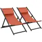 Lote de 2 tumbonas, tumbona plegable con reposacabezas en textilene reclinable 60 x 100 x 85 cm, rojo ladrillo Lote de 2 tumbonas, tumbona plegable con reposacabezas en textilene reclinable 60 x 100 x 85 cm, rojo ladrillo