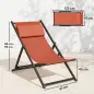 Lote de 2 tumbonas, tumbona plegable con reposacabezas en textilene reclinable 60 x 100 x 85 cm, rojo ladrillo Lote de 2 tumbonas, tumbona plegable con reposacabezas en textilene reclinable 60 x 100 x 85 cm, rojo ladrillo