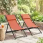 Lote de 2 tumbonas, tumbona plegable con reposacabezas en textilene reclinable 60 x 100 x 85 cm, rojo ladrillo Lote de 2 tumbonas, tumbona plegable con reposacabezas en textilene reclinable 60 x 100 x 85 cm, rojo ladrillo