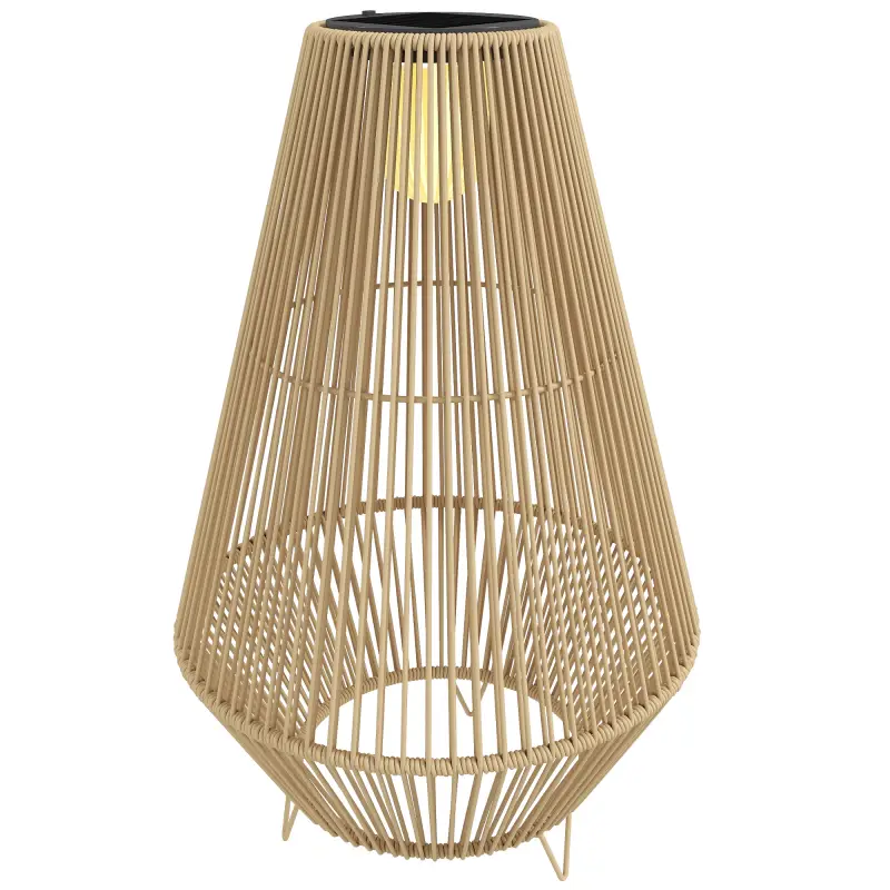 Farol Solar Exterior de resina trenzada lámpara inalámbrica recargable sensor de luz 35 x 35 x 55 cm amarillo
