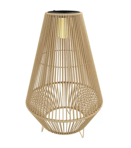 Farol Solar Exterior de resina trenzada lámpara inalámbrica recargable sensor de luz 35 x 35 x 55 cm amarillo