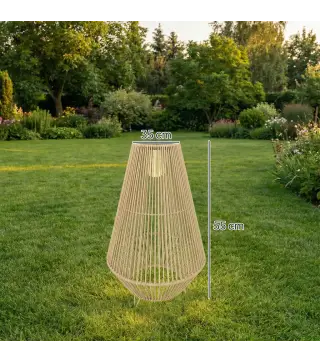 Farol Solar Exterior de resina trenzada lámpara inalámbrica recargable sensor de luz 35 x 35 x 55 cm amarillo