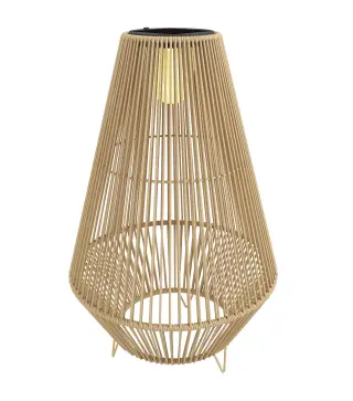 Farol Solar Exterior de resina trenzada lámpara inalámbrica recargable sensor de luz 35 x 35 x 55 cm amarillo