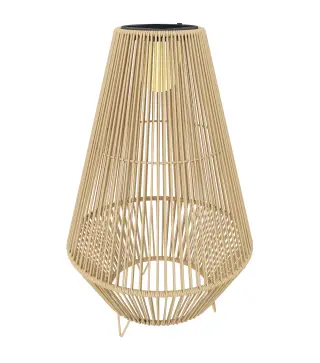 Farol Solar Exterior de resina trenzada lámpara inalámbrica recargable sensor de luz 35 x 35 x 55 cm amarillo